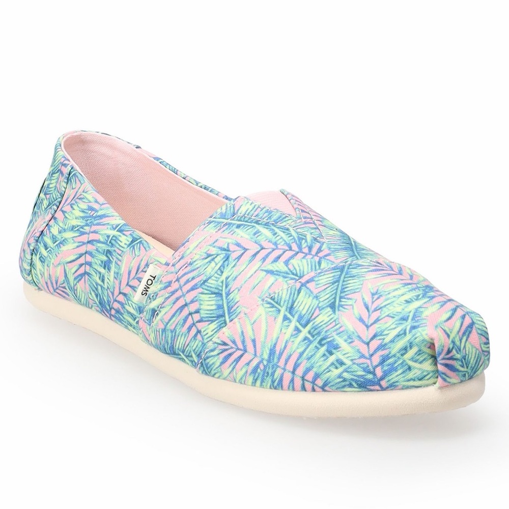 NWT Toms Alpargata Candy Pink Palms Tropical Slip On Shoes | 9